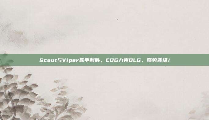 Scout与Viper联手制胜，EDG力克BLG，强势晋级！  第1张